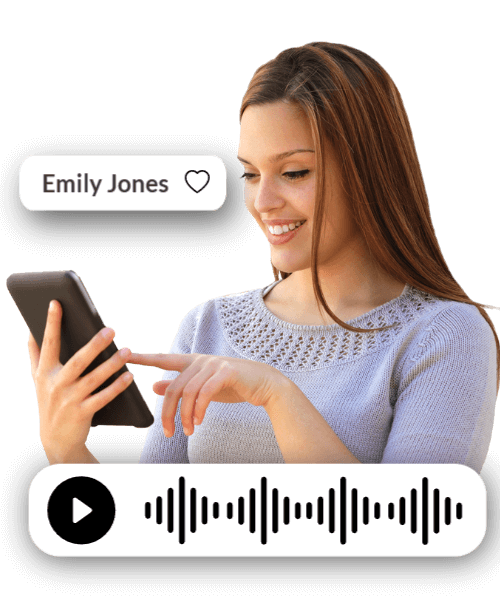 BoracSolutions woman using smart phone enabling voice security